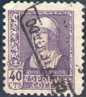 ESPAÑA 1938 858 Sello Isabel la Católica 40c Usado Espana Spain Espagne Spagna Spanje Spanien 